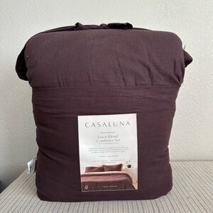 NWT King Heavyweight Linen Blend Comforter and Sham Set Dark Fig - Casaluna